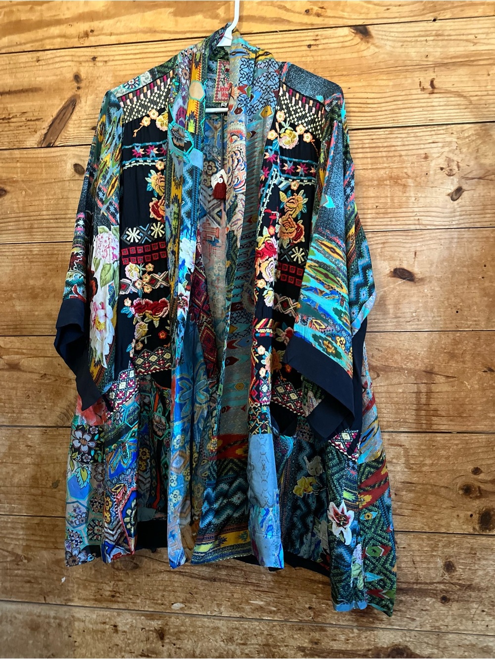 NWOT Johnny Was Koben Canvas Embroidered Kimono 100% Silk